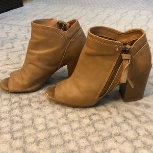 Vici Camel Peep Toe Booties